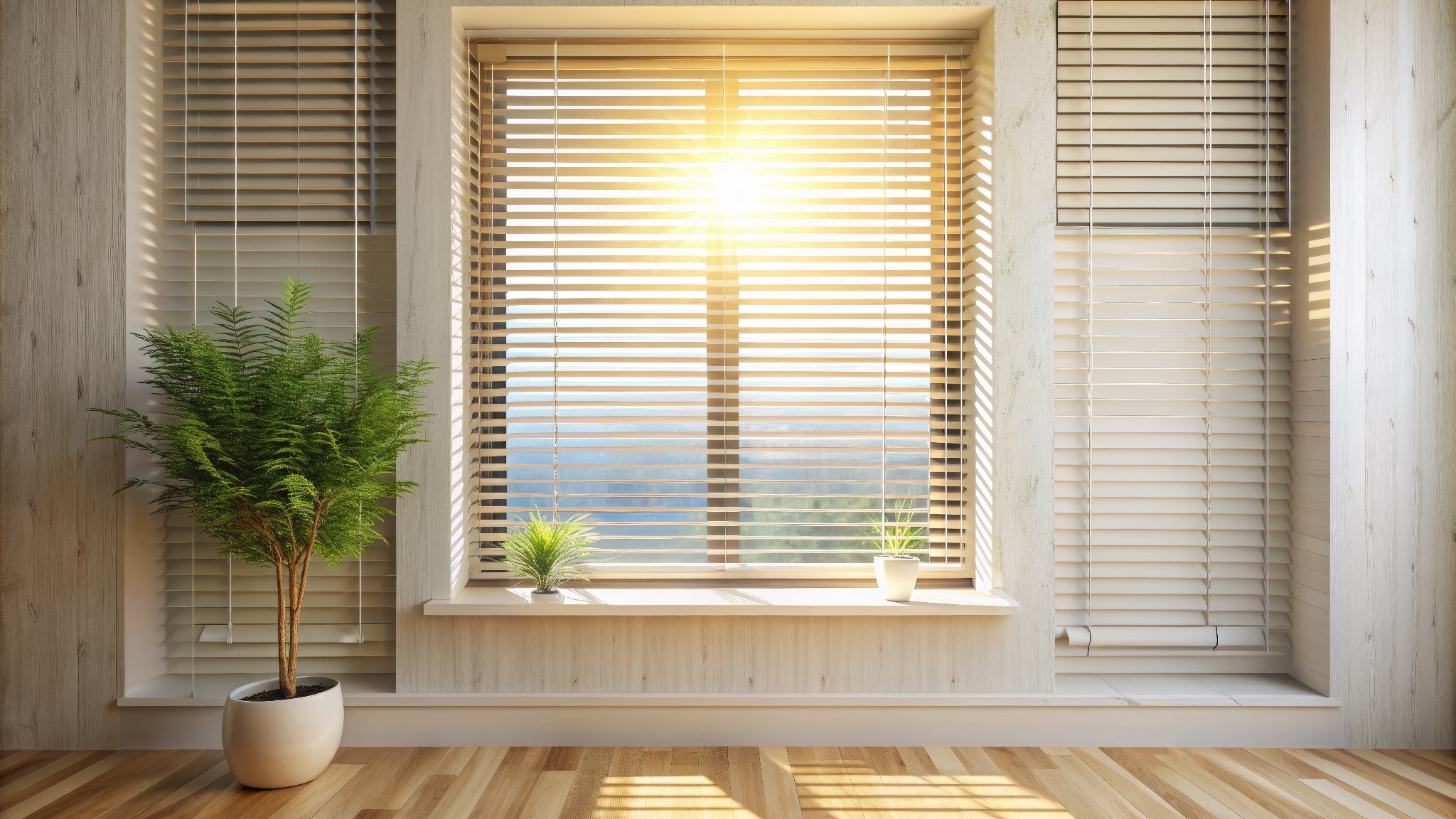 Sunlight through custom horizontal blinds