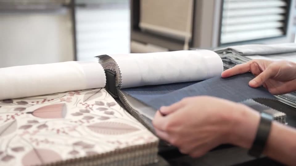 Choosing fabric and color samples for custom shades