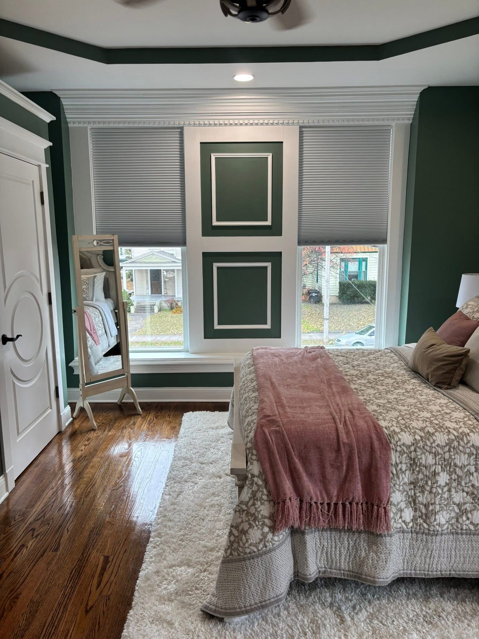 Soft gray shades in a bedroom