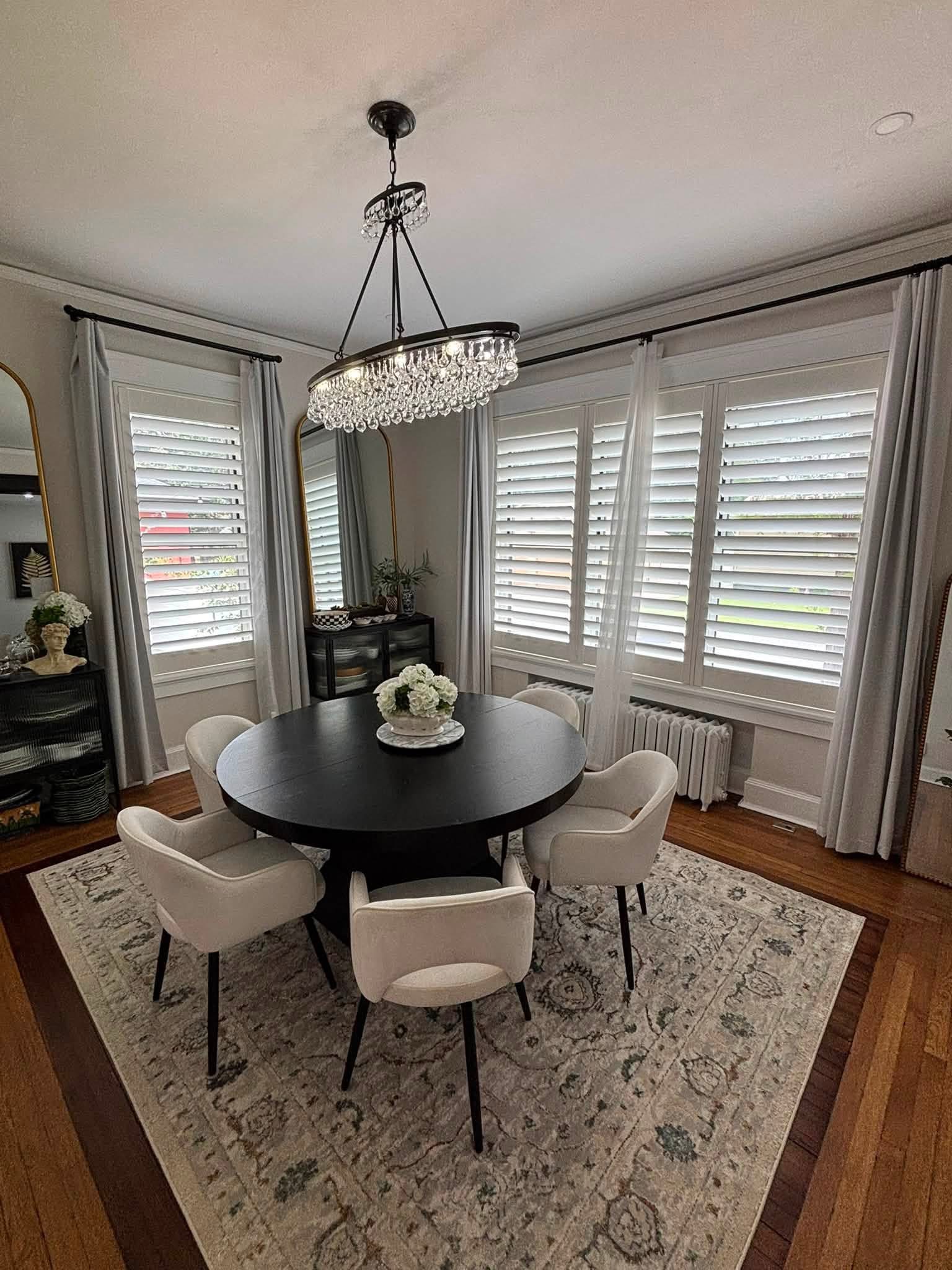 White shutters in a dining room